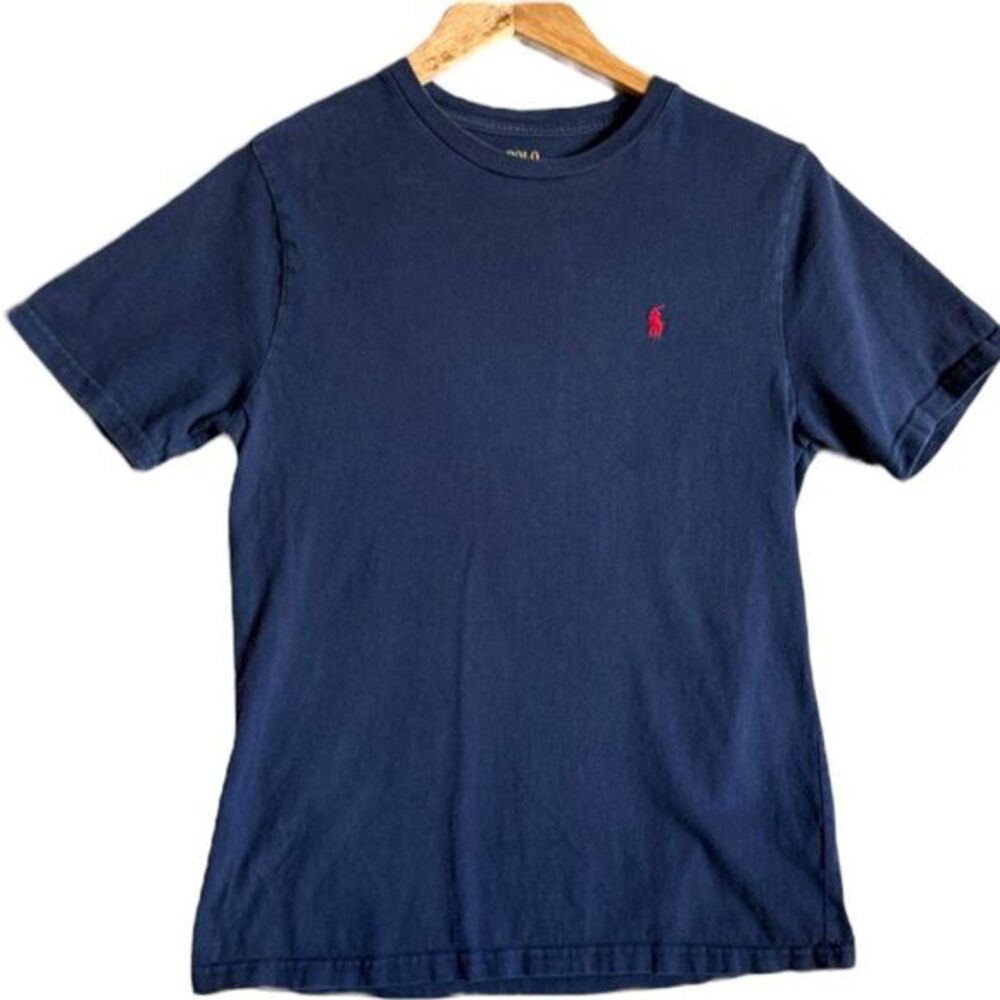 Polo Ralph Lauren Men Navy Blue Short Sleeve T Shirt Red Pony Logo Size‎ L